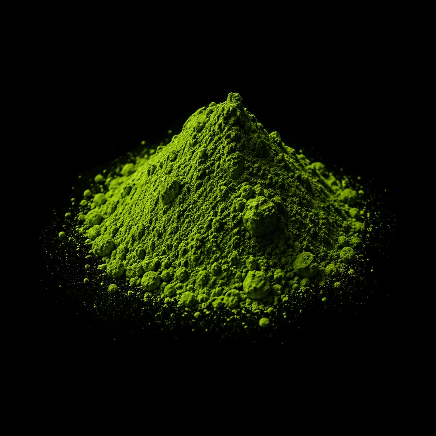 Samidori single cultivar ceremonial matcha powder mounded on black