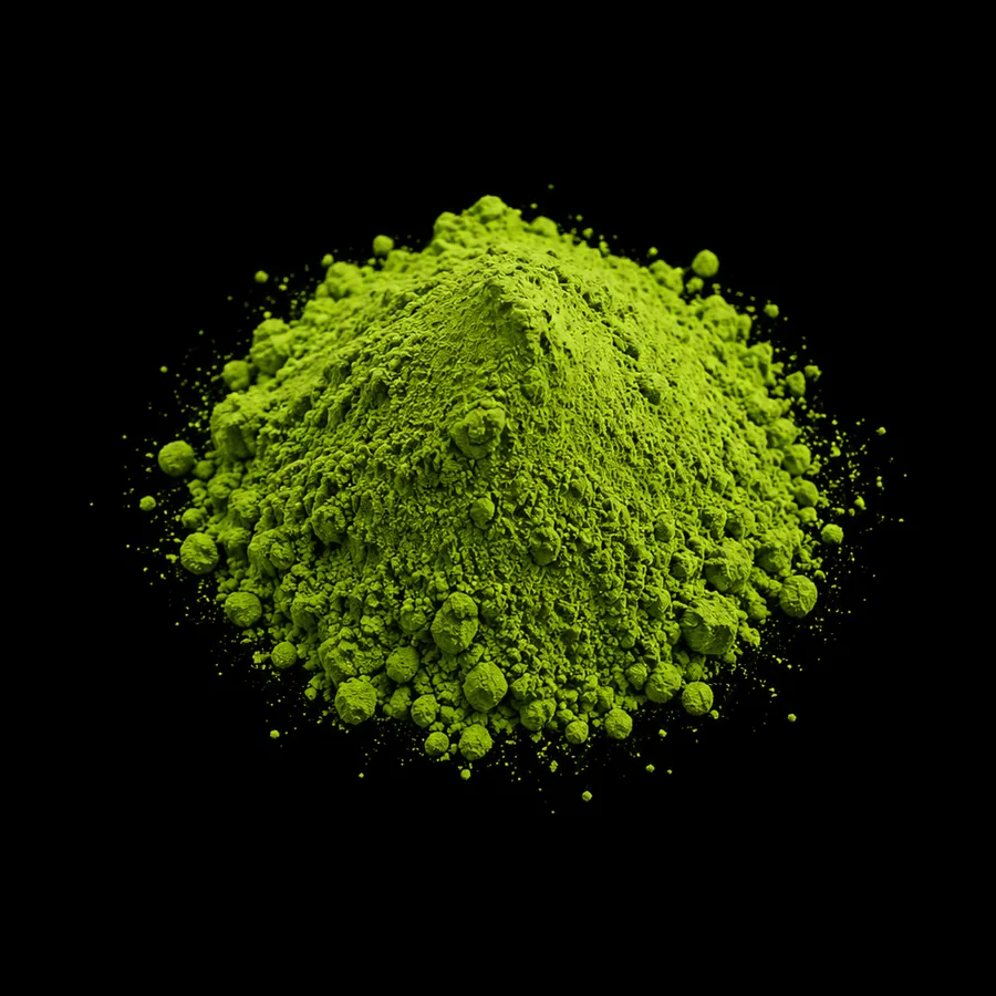 Yodo ceremonial blend matcha powder mounded on black